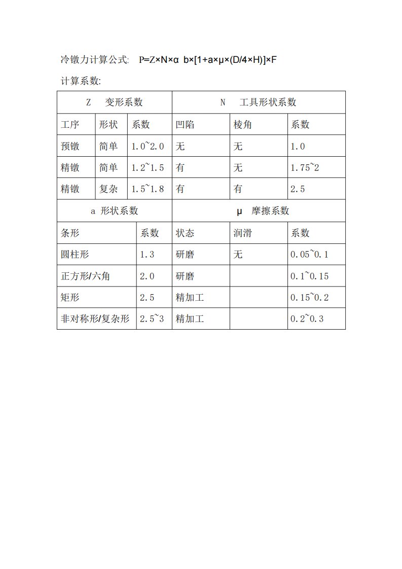 冷镦力计算公式