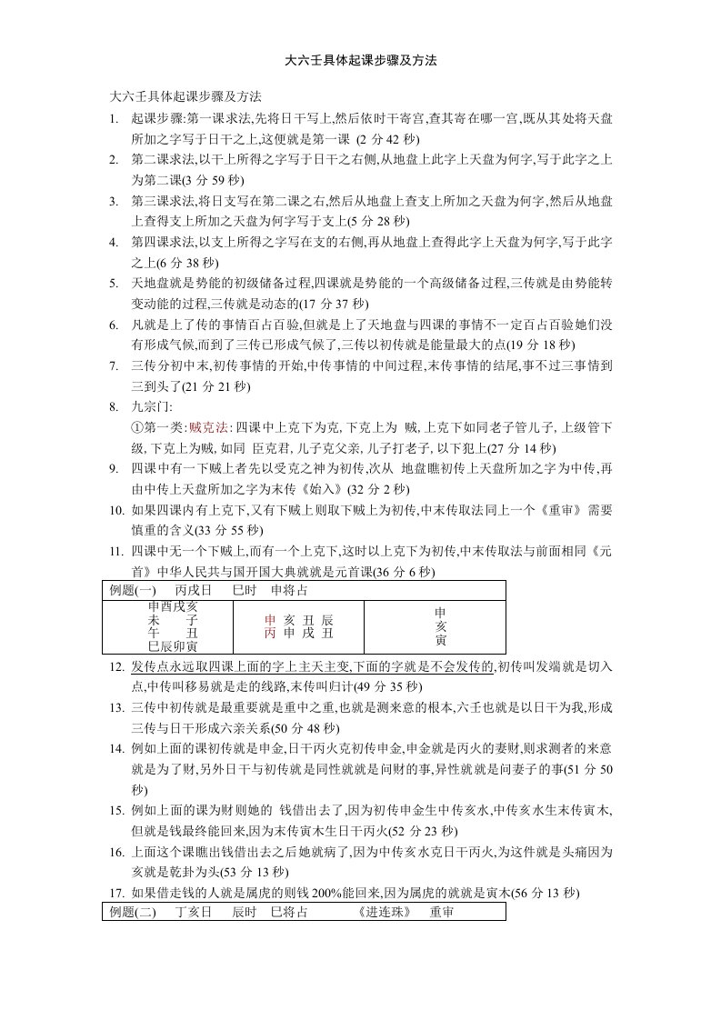 大六壬具体起课步骤及方法