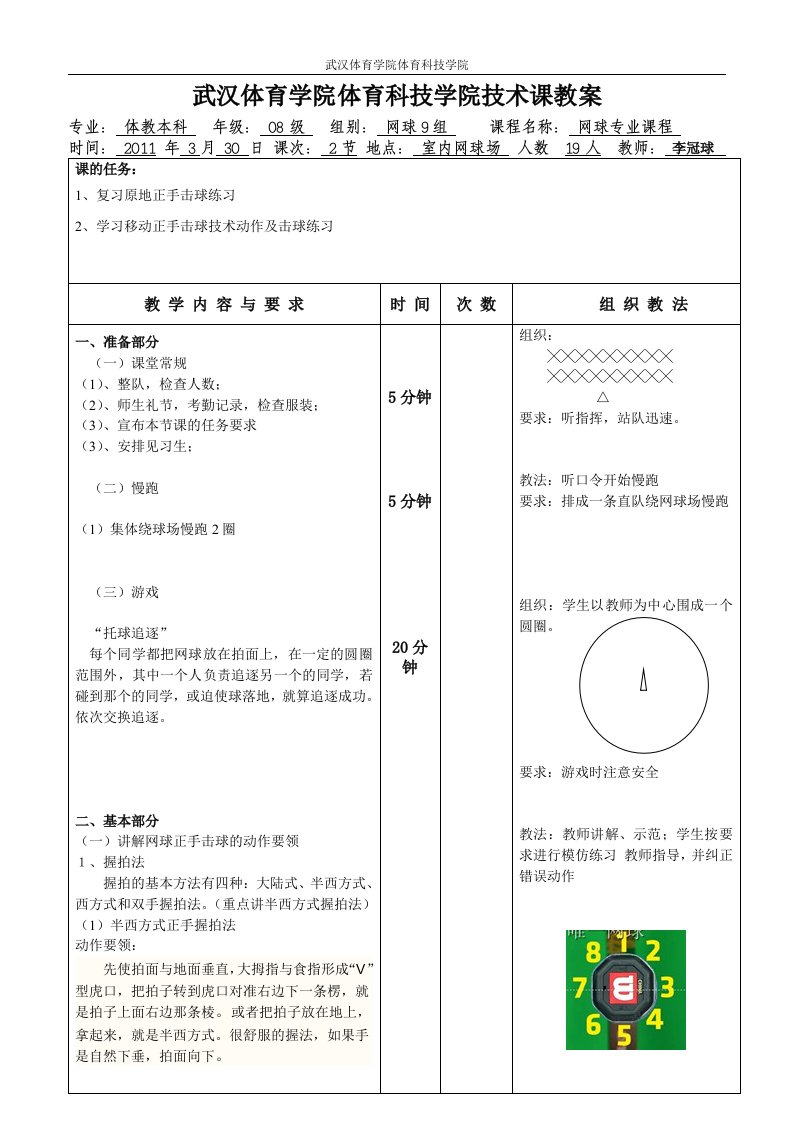 网球正手击球教案