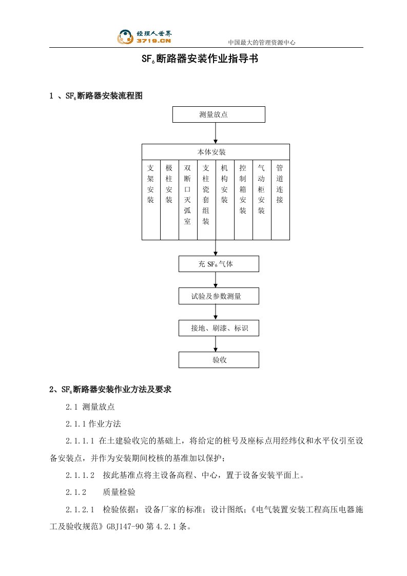 断路器安装作业指导书(doc)-作业指导