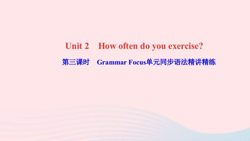 八年级英语上册Unit2Howoftendoyouexercise第三课时GrammarFocus单元同步语法精讲精练课件新版人教新目标版