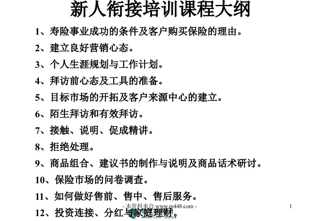 保险公司新人衔接培训课程大纲投影课件123页PPT-保险培训