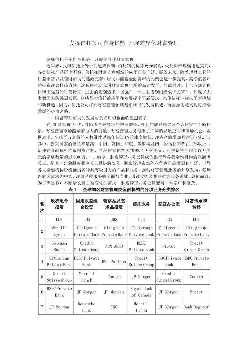 发挥信托公司自身优势