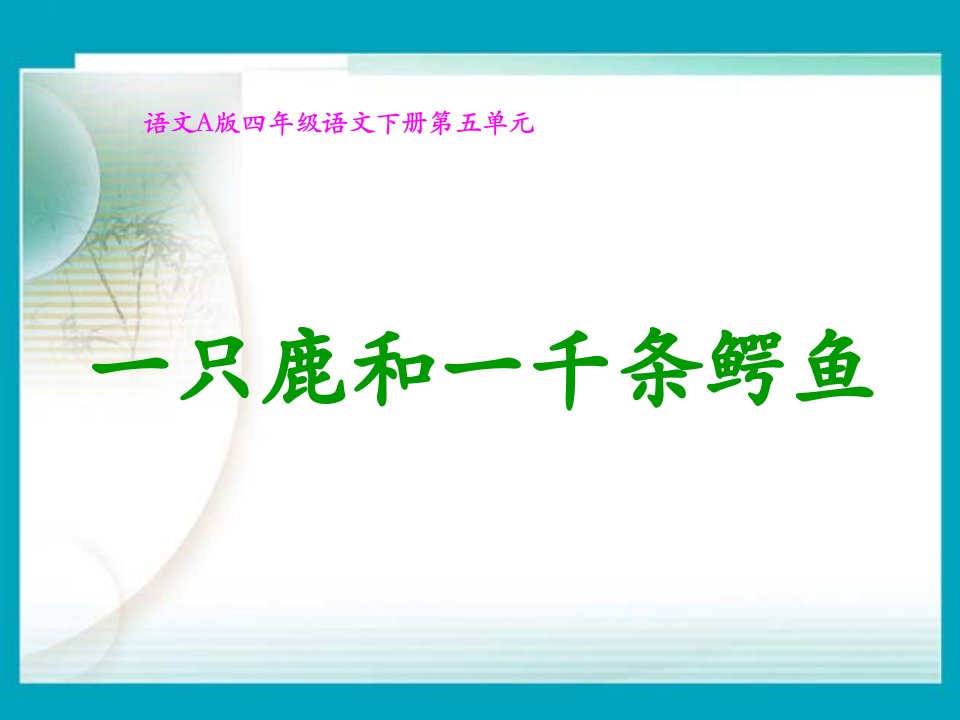 四年级语文19一只鹿和一千条鳄鱼