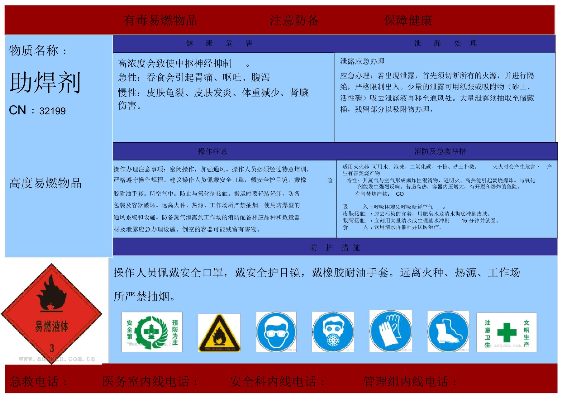 助焊剂告示卡