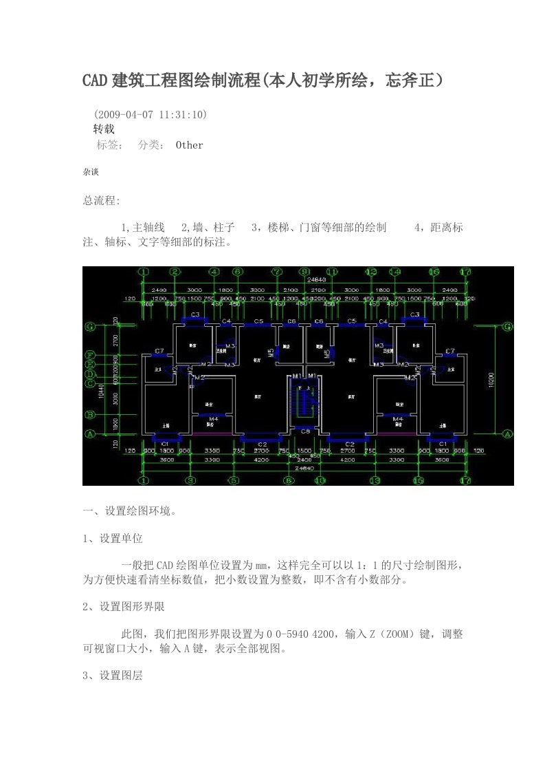 CAD建筑工程图绘制流程