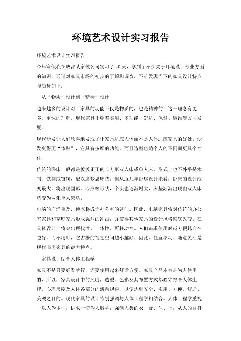 环境艺术设计实习报告