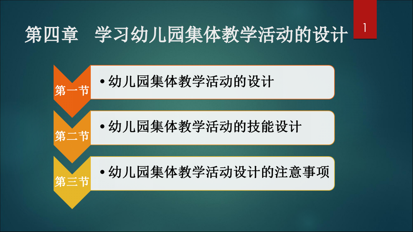 学习幼儿园集体教学活动的设计ppt课件