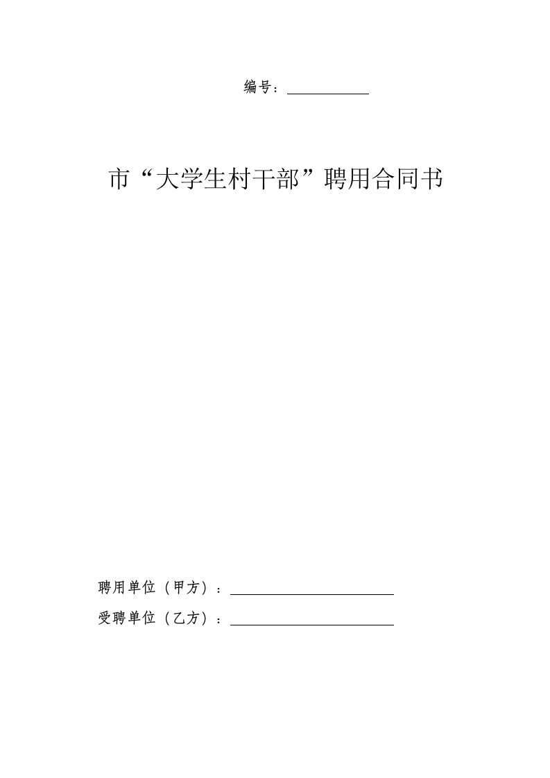 大学生村干部合同书