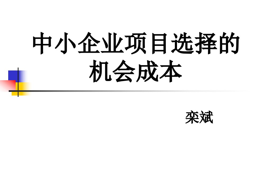 中小企业项目选择的机会成本（经贸）ppt-中小企业项目选