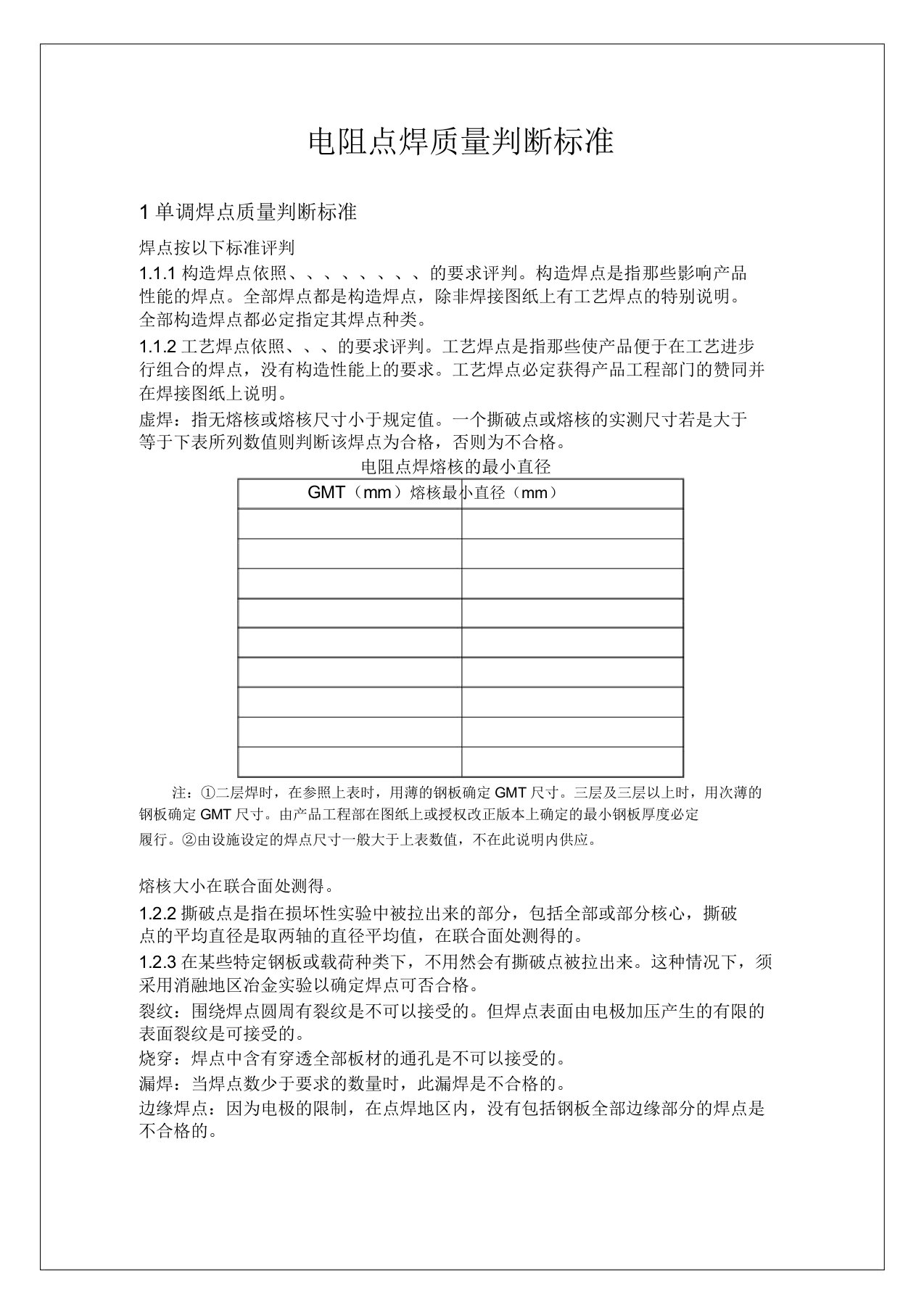 电阻点焊质量判定标准