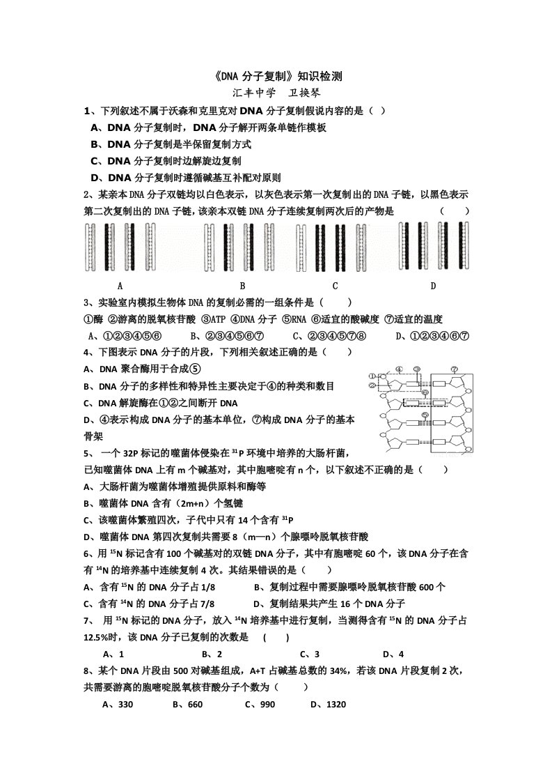 DNA分子复制练习题