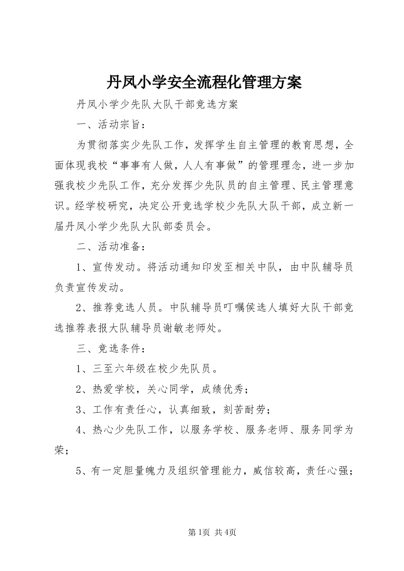 丹凤小学安全流程化管理方案