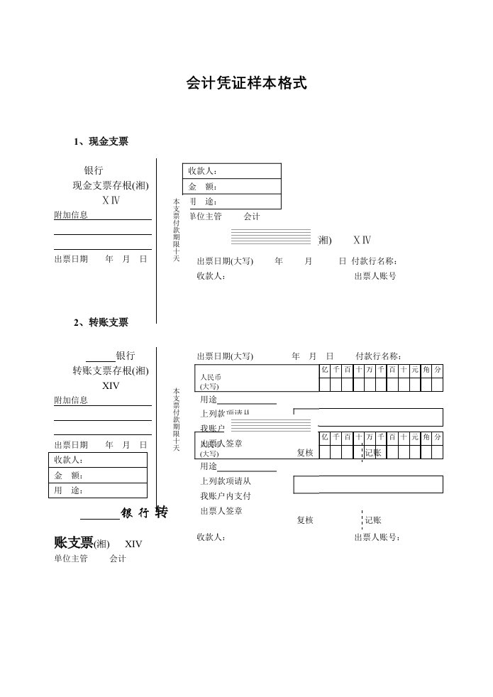 会计中各种原始凭证样图