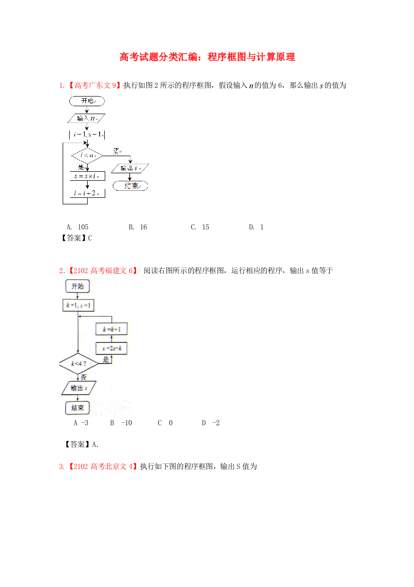 （整理版）高考编程序框图与计算原理