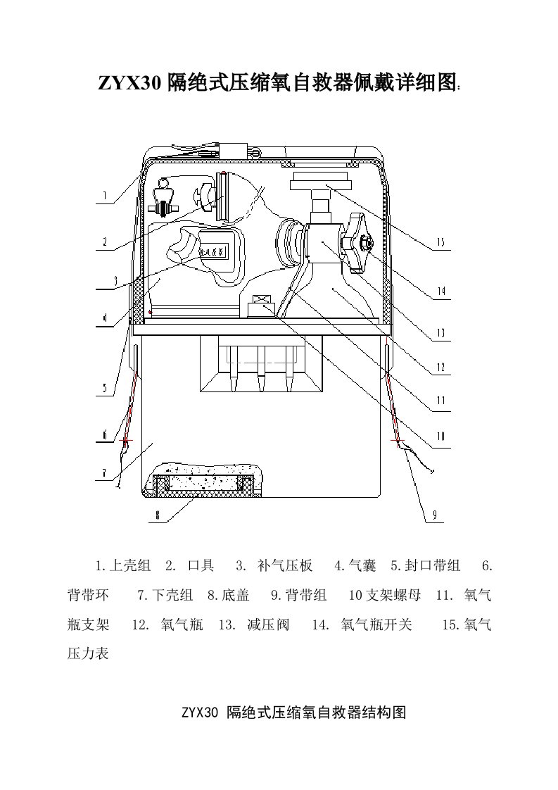 ZYX隔绝式压缩氧自救器佩戴详解图