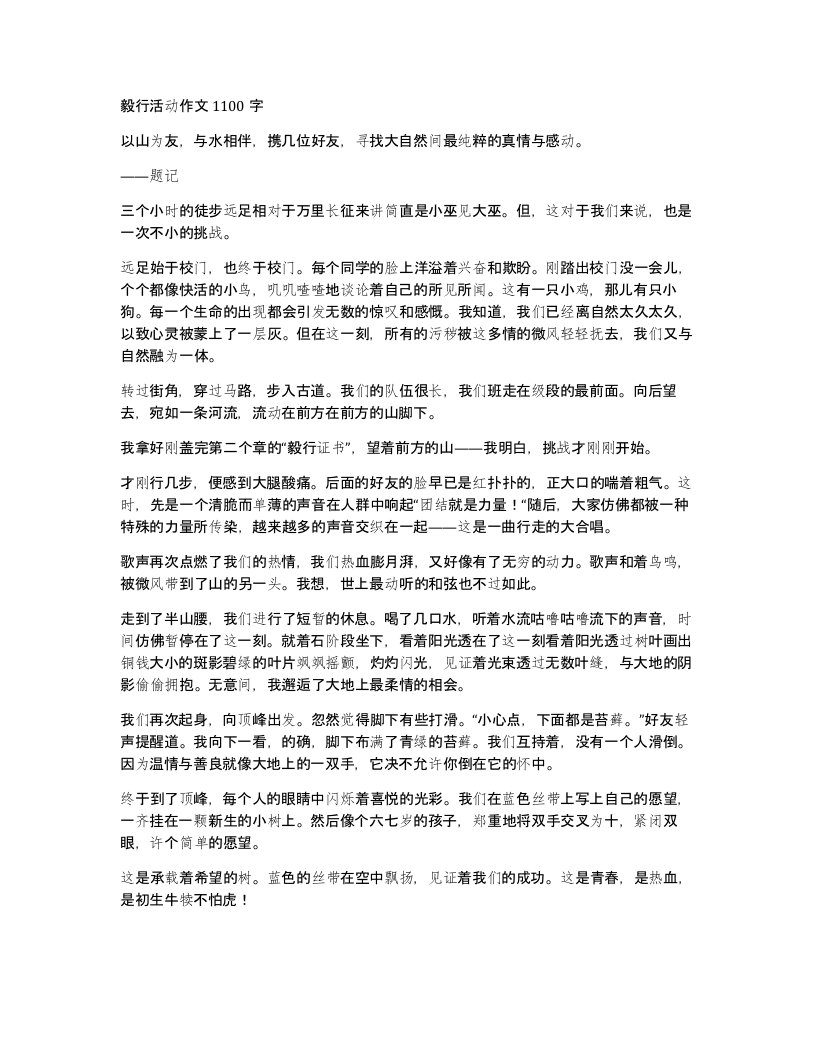 毅行活动作文1100字