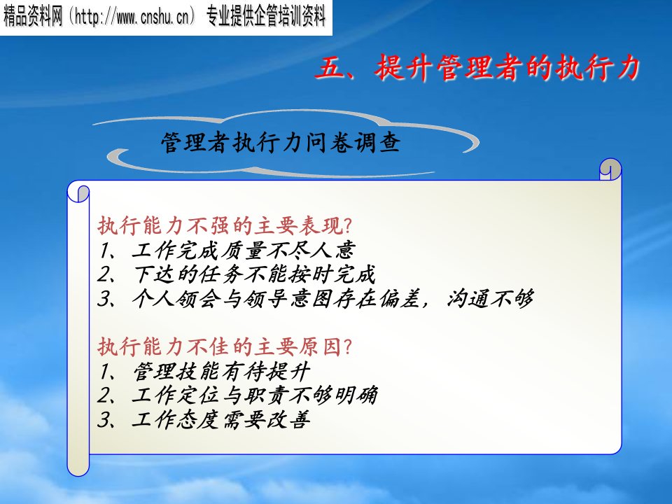 某咨询内训讲义企业执行力第三部分