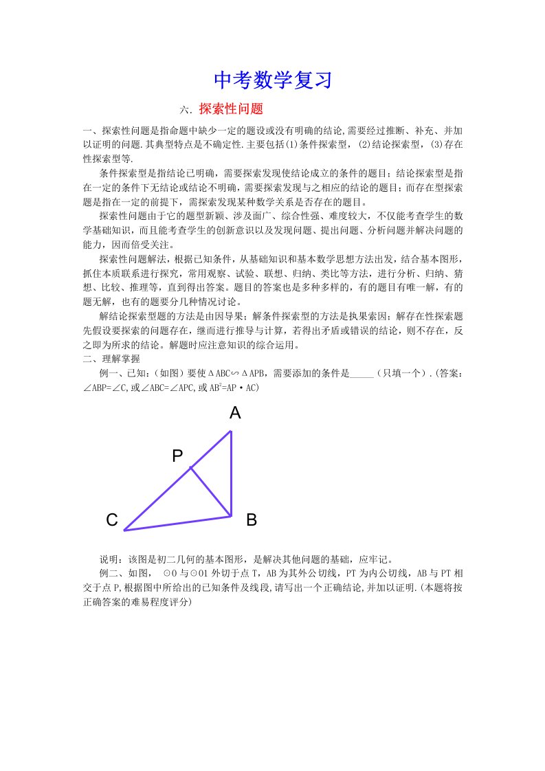 中考数学复习(探索性问题