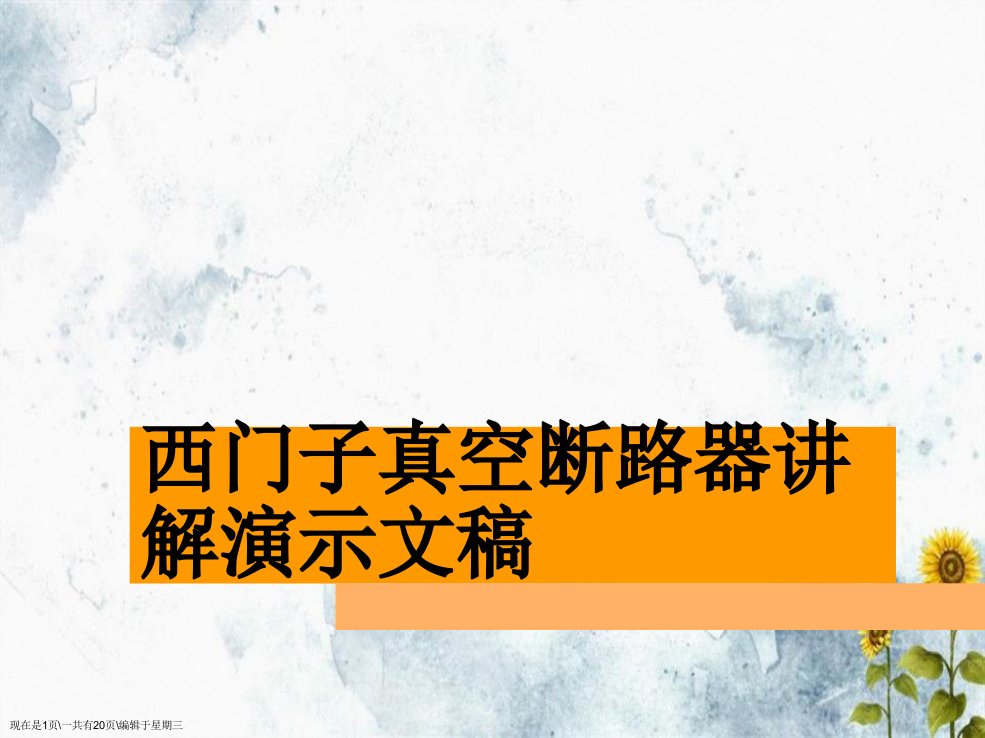 西门子真空断路器讲解演示文稿