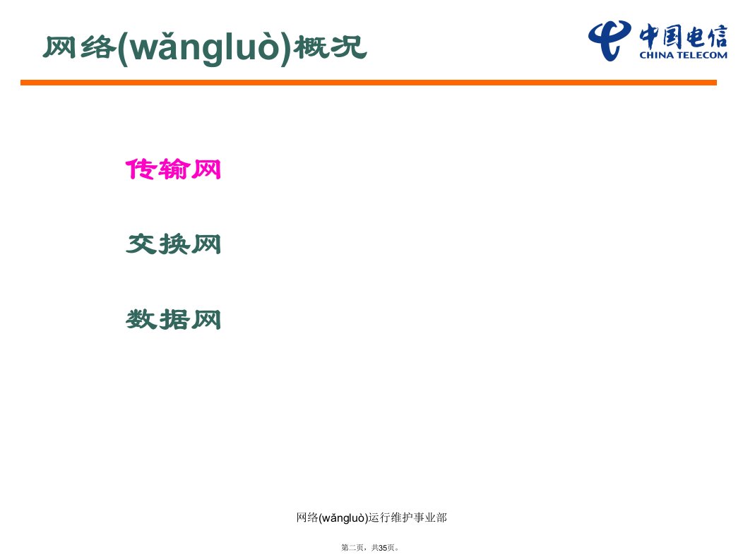 中国电信网络概况介绍说课材料