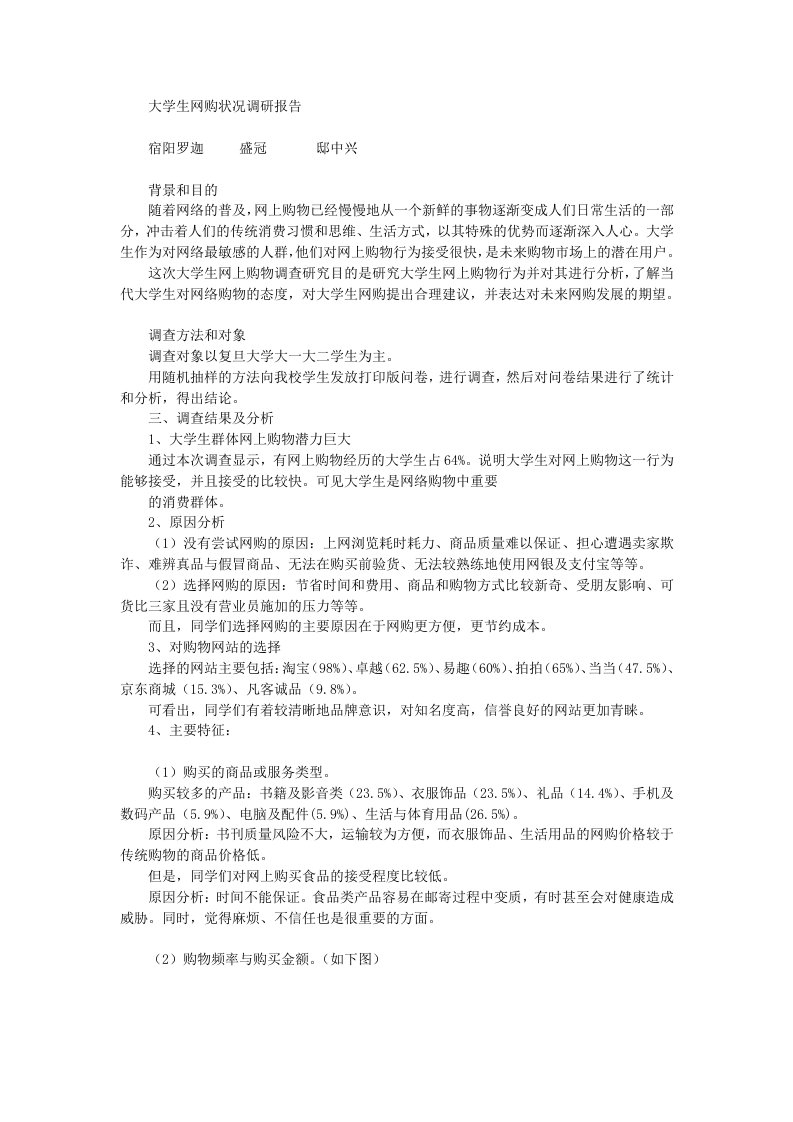 大学生网购状况调研报告