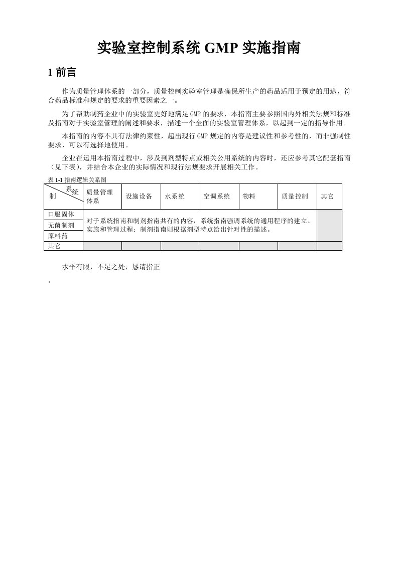 2010版药品GMP《实验室控制系统GMP实施指南》真正word版