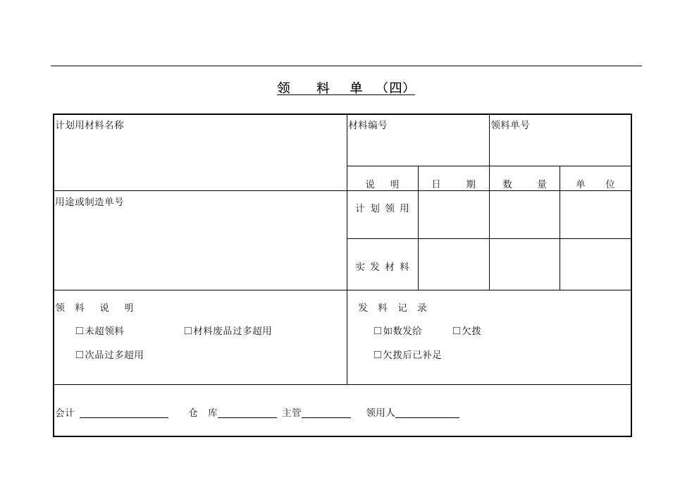 【管理精品】领料单(四)