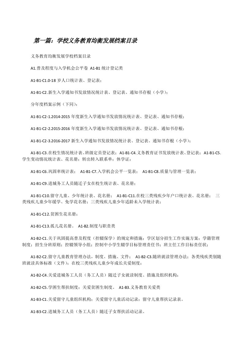 学校义务教育均衡发展档案目录[修改版]