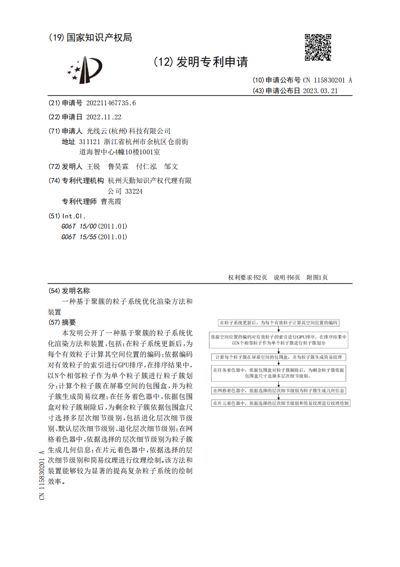 一种基于聚簇的粒子系统优化渲染方法和装置