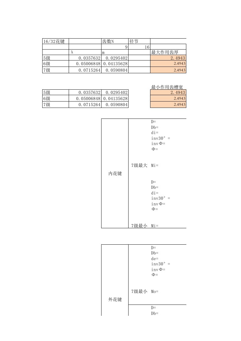 美标渐开线花键计算程序2014.8