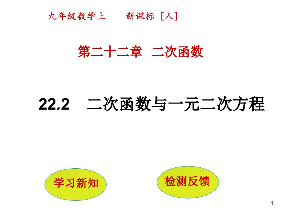 人教版九年级数学上册ppt课件：22.2--二次函数与一元二次方程