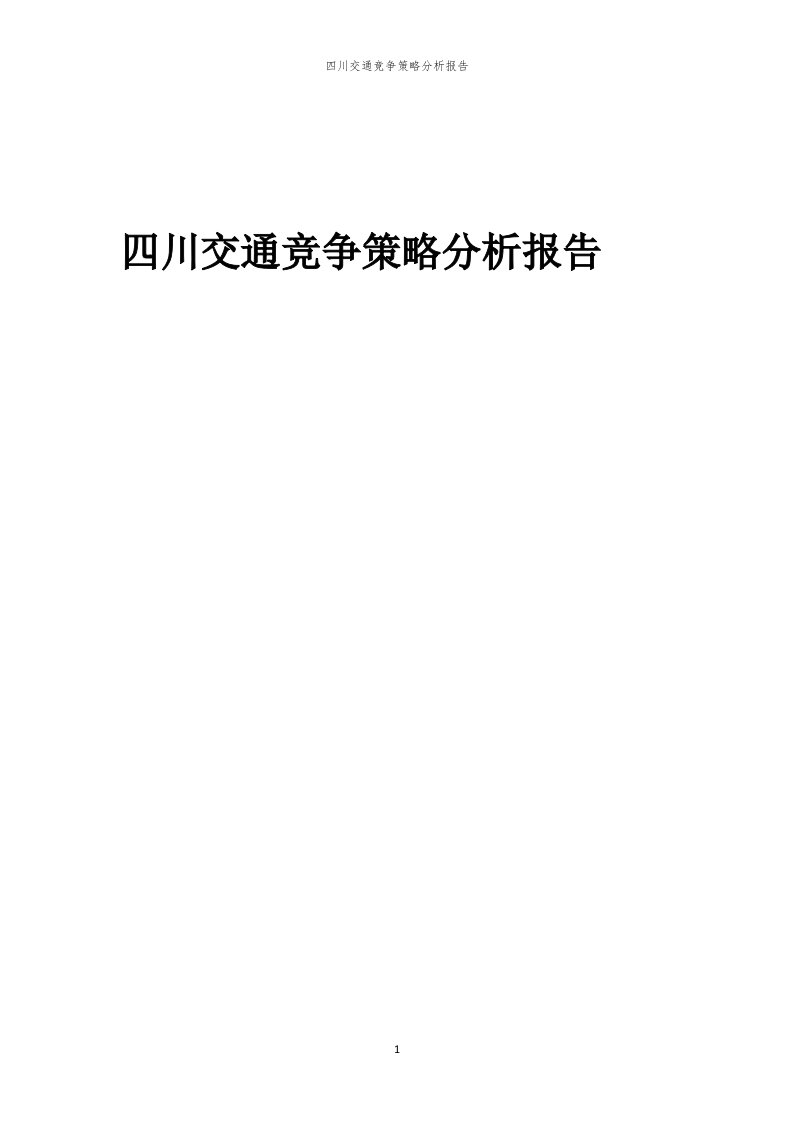 四川交通竞争策略分析报告