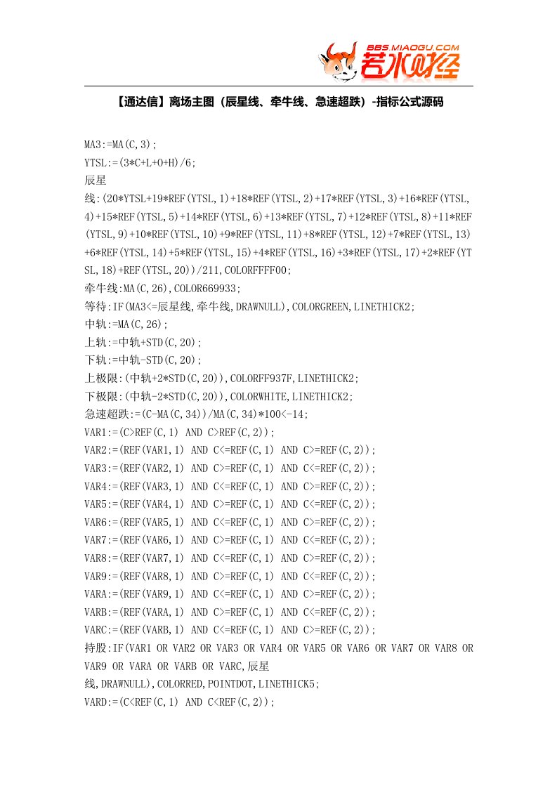 股票指标公式下载通达信离场主图辰星线牵牛线急速超跌