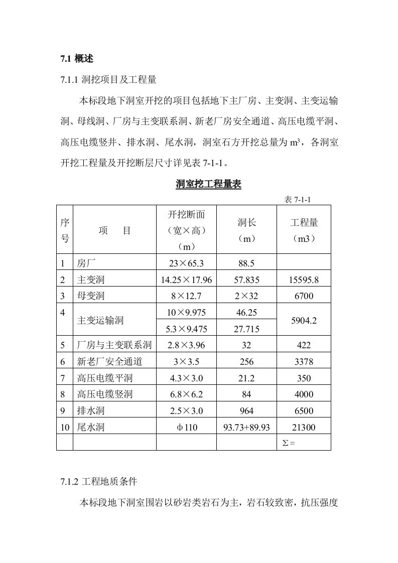 凤滩扩机地下厂房土建FTKJC3投标技术文件