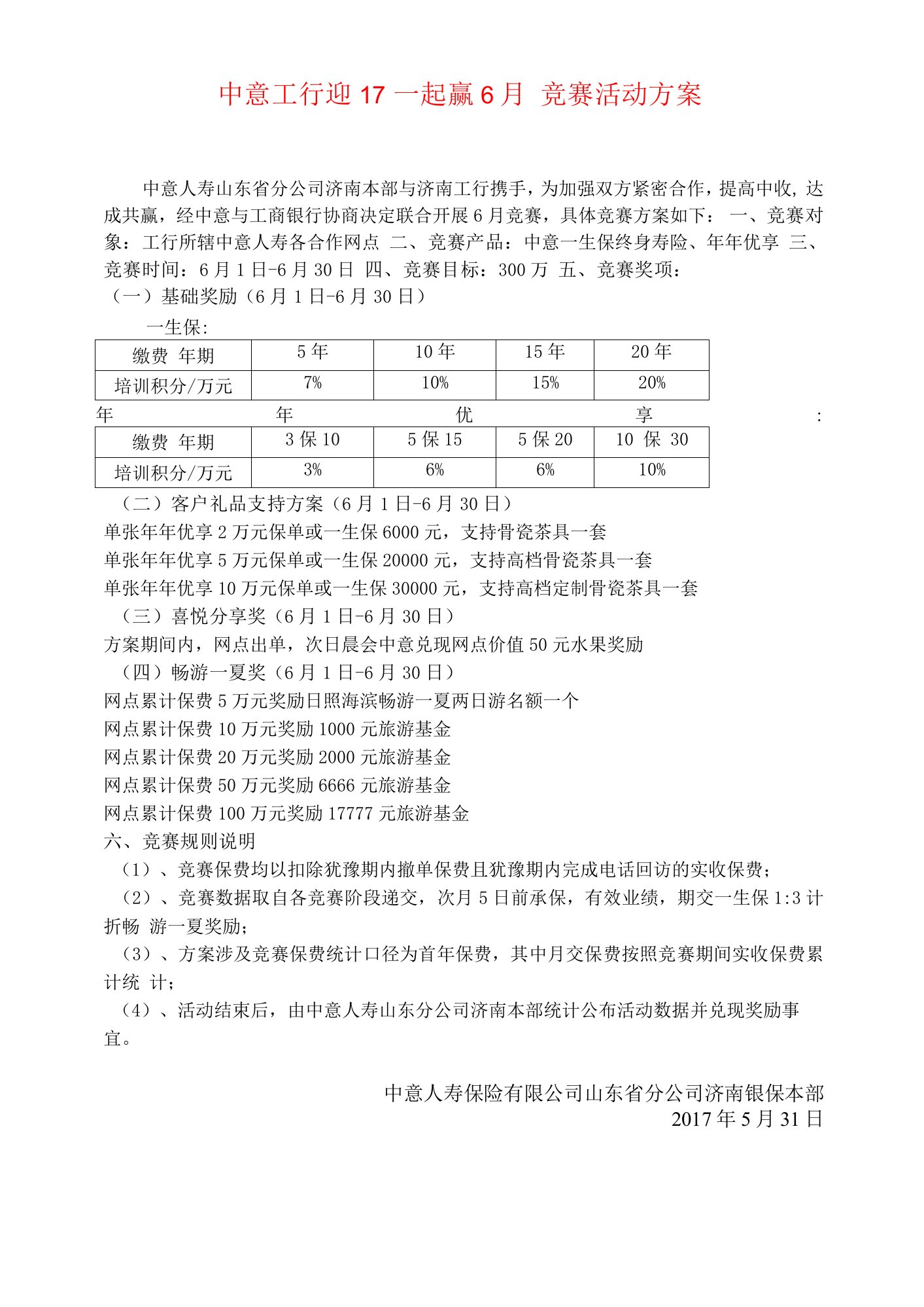 中意工行6月竞赛方案