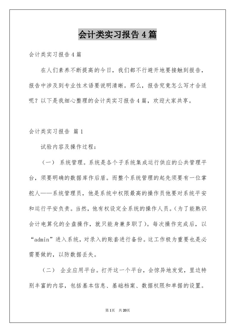 会计类实习报告4篇精品