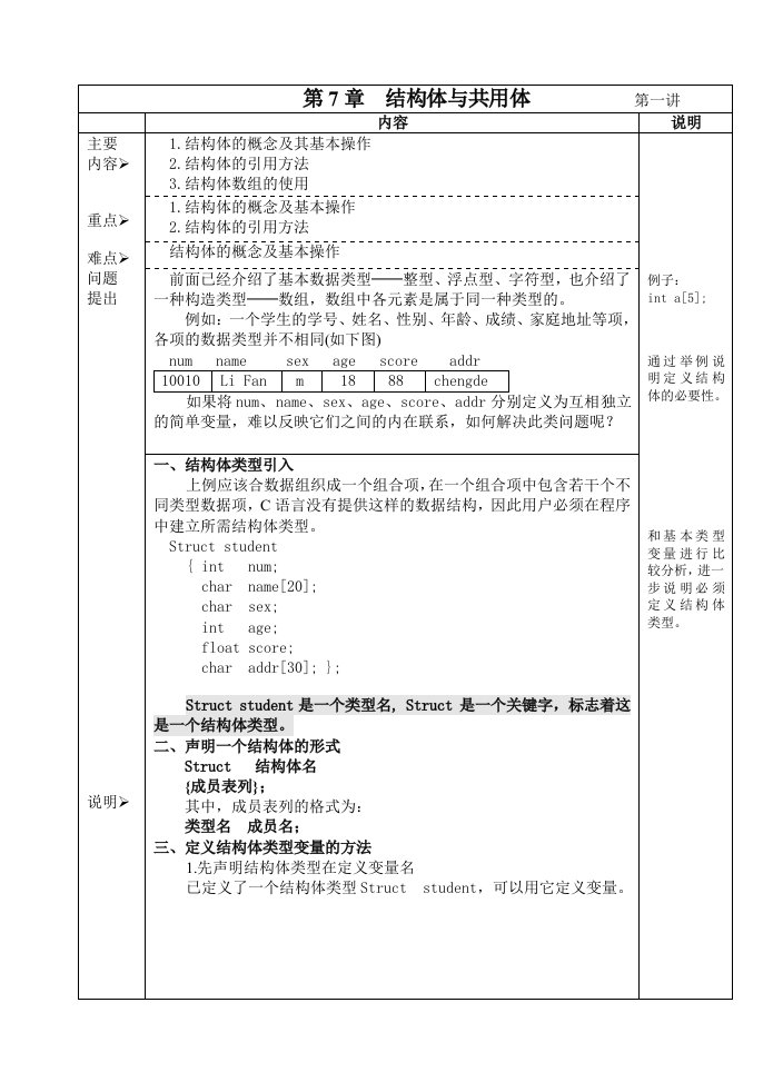 C语言第7节结构体
