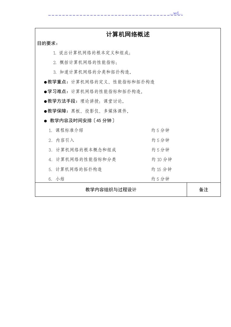 计算机网络概述(教学案)