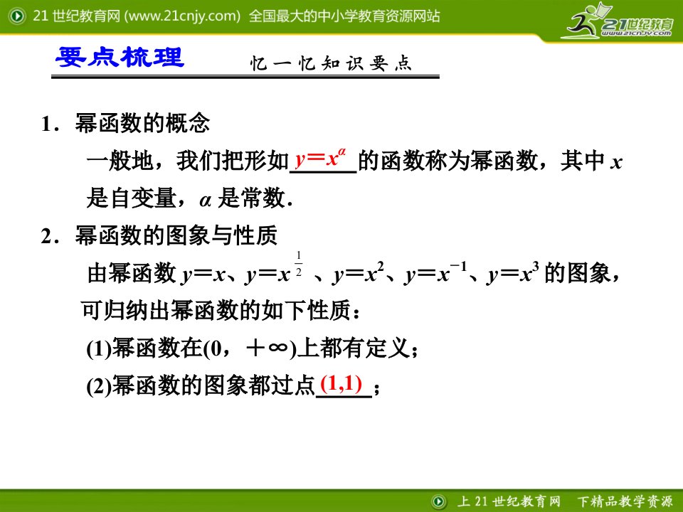 高三数学幂函数讲义-课件（PPT·精·选）