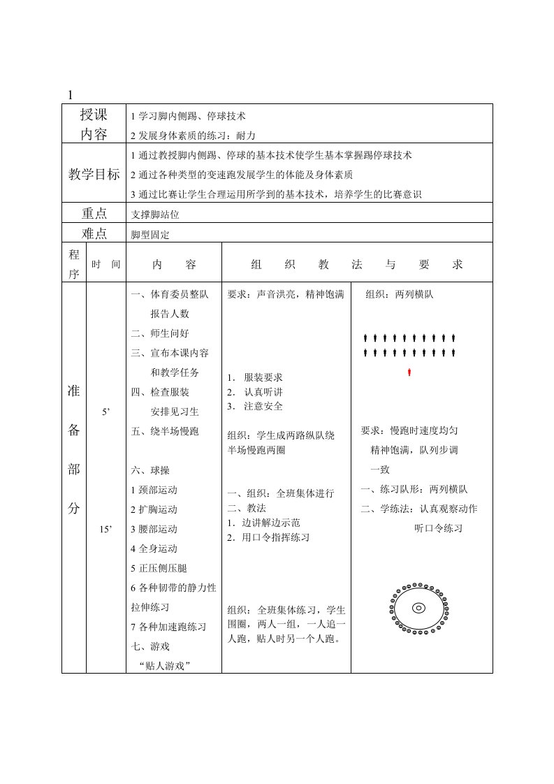 初中足球课教案全集