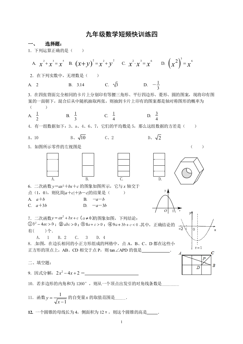 （中小学资料）短频快练习四