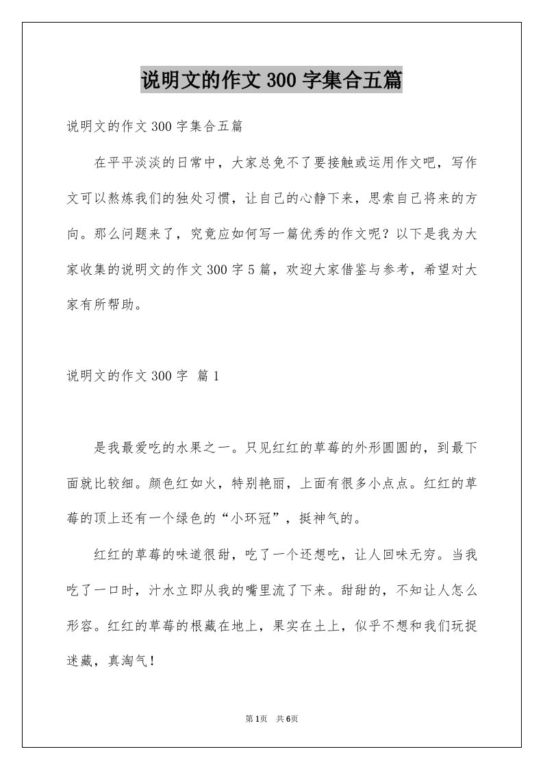 说明文的作文300字集合五篇例文