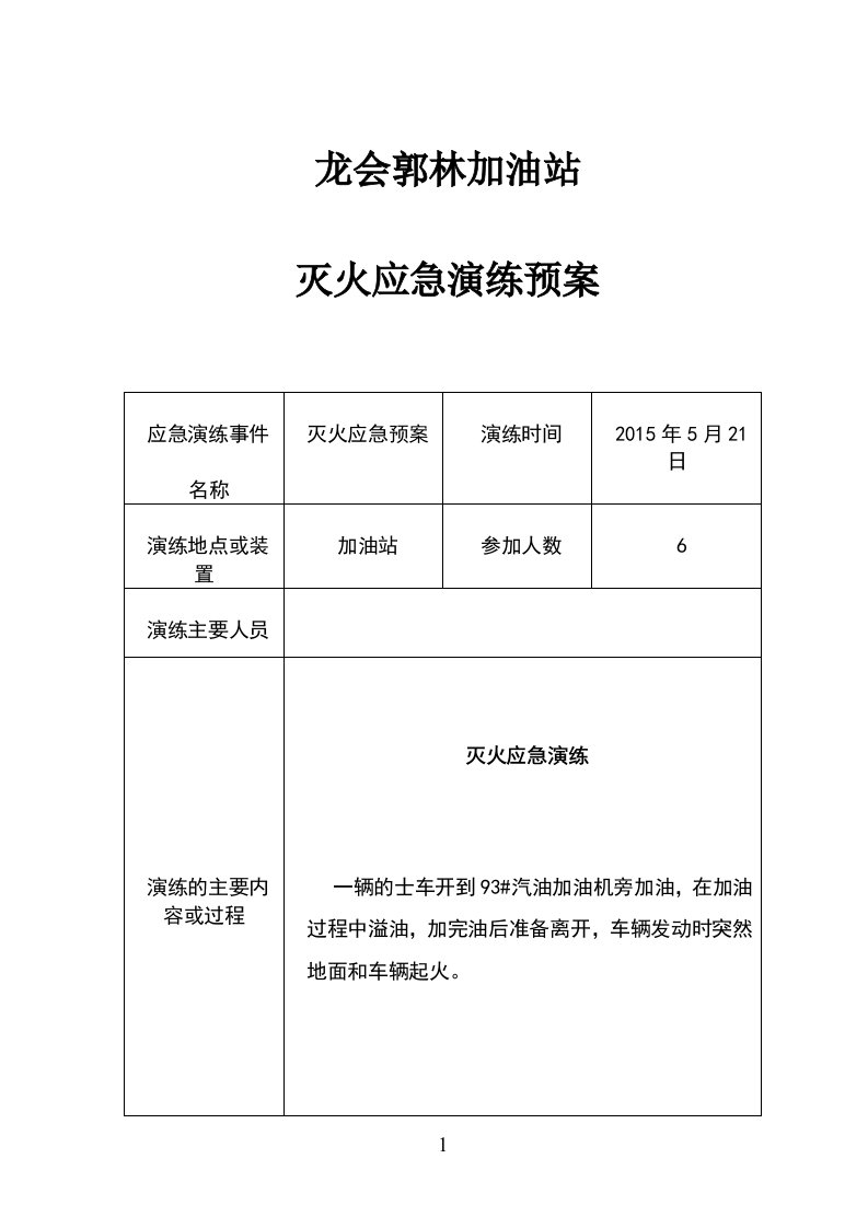 加油站(灭火)应急预案演练记录