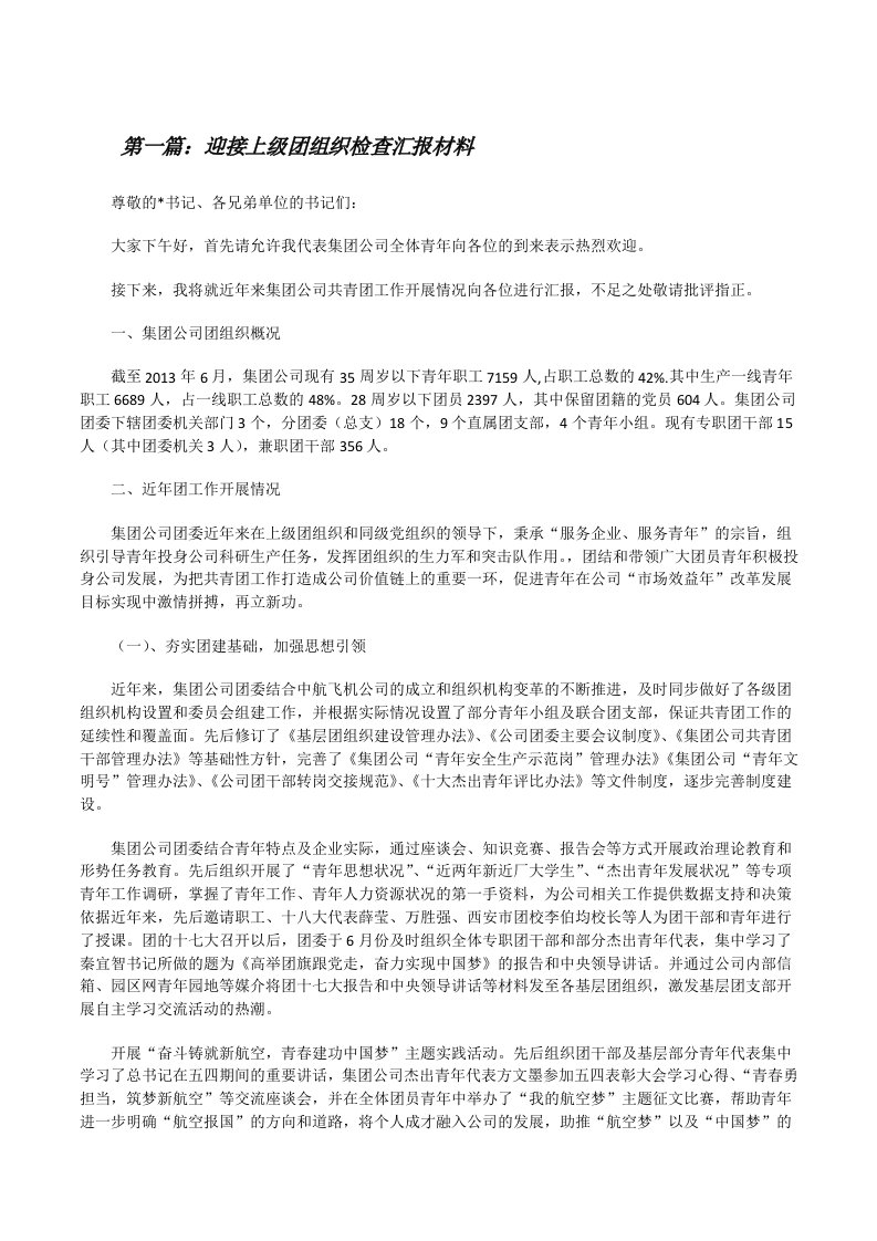 迎接上级团组织检查汇报材料[修改版]