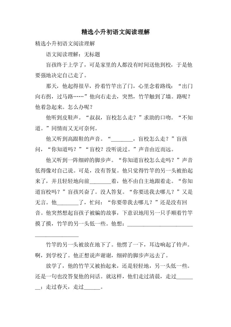 小升初语文阅读理解