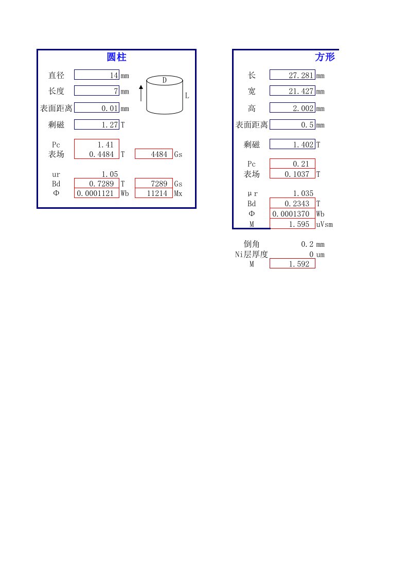 磁矩-剩磁-表磁-Pc计算