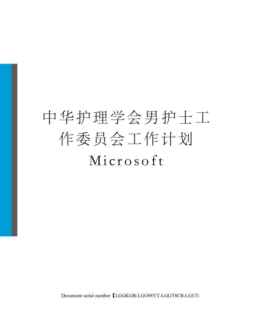 中华护理学会男护士工作委员会工作计划Microsoft