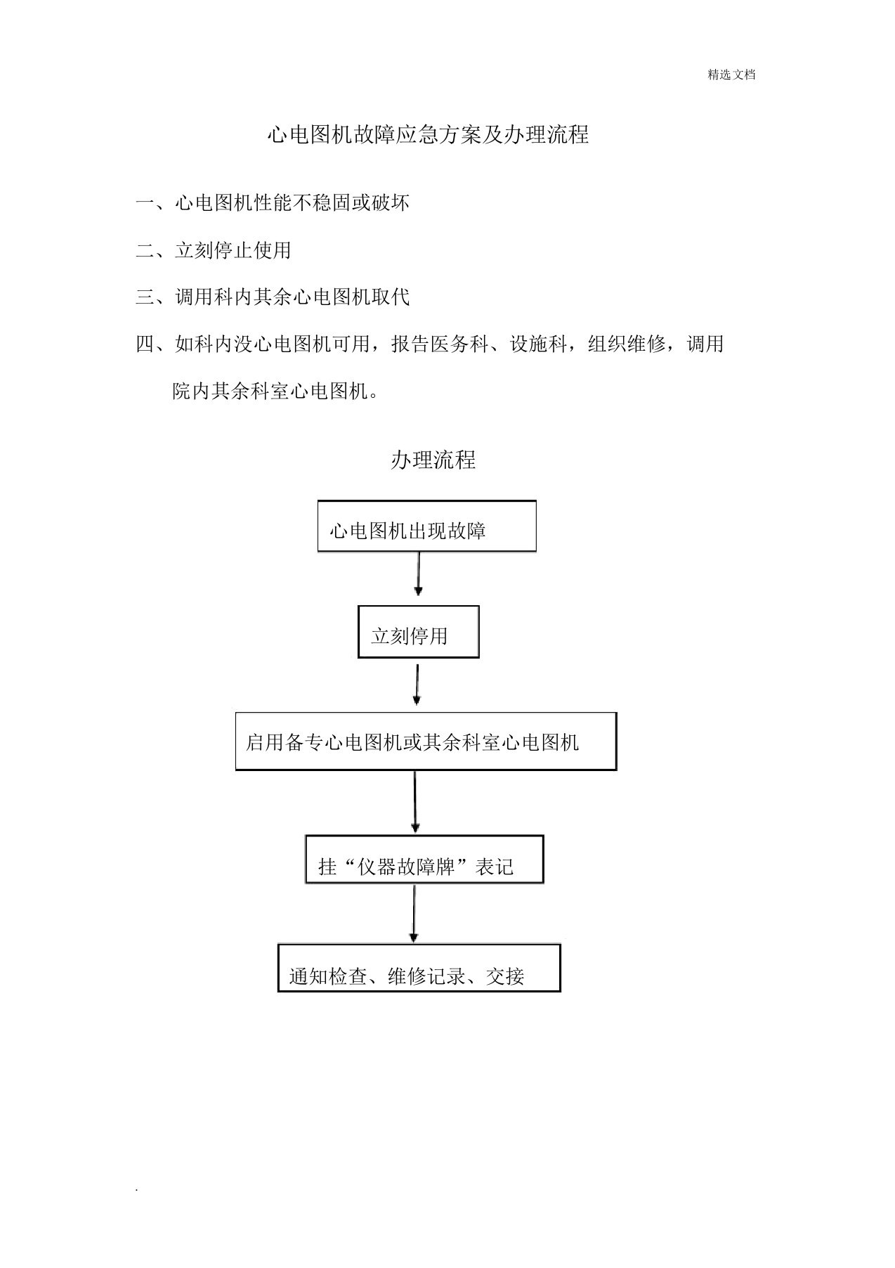 心电图机故障应急预案处理流程