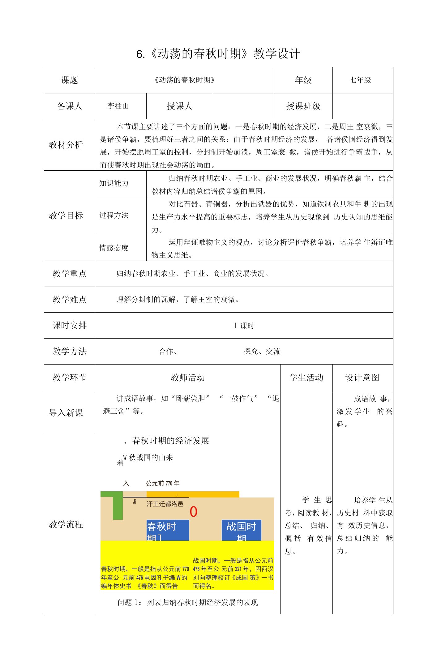 6.《动荡的春秋时期》教学设计